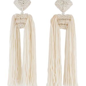 Sachin & Babi Cream Beaded Tassel Earrings